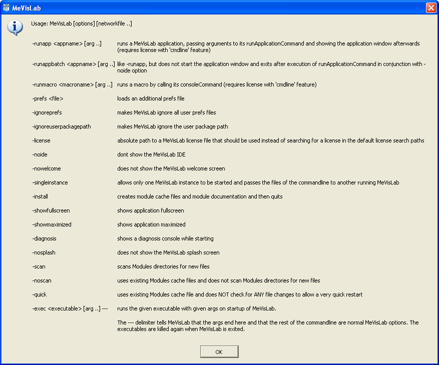 Command-Line Options Window in Windows