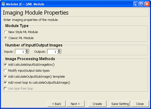 Imaging Module Properties (Classic Style)